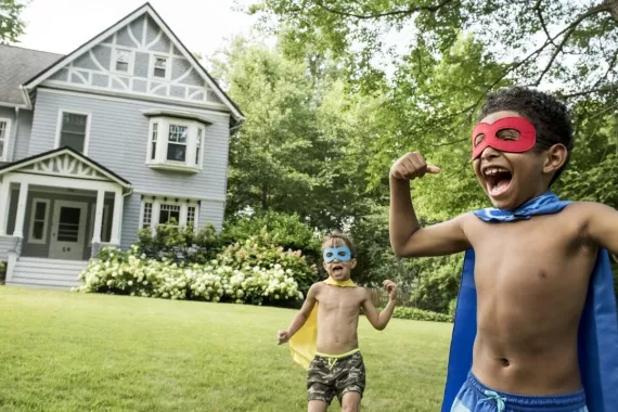 Toy boys playing outdoor